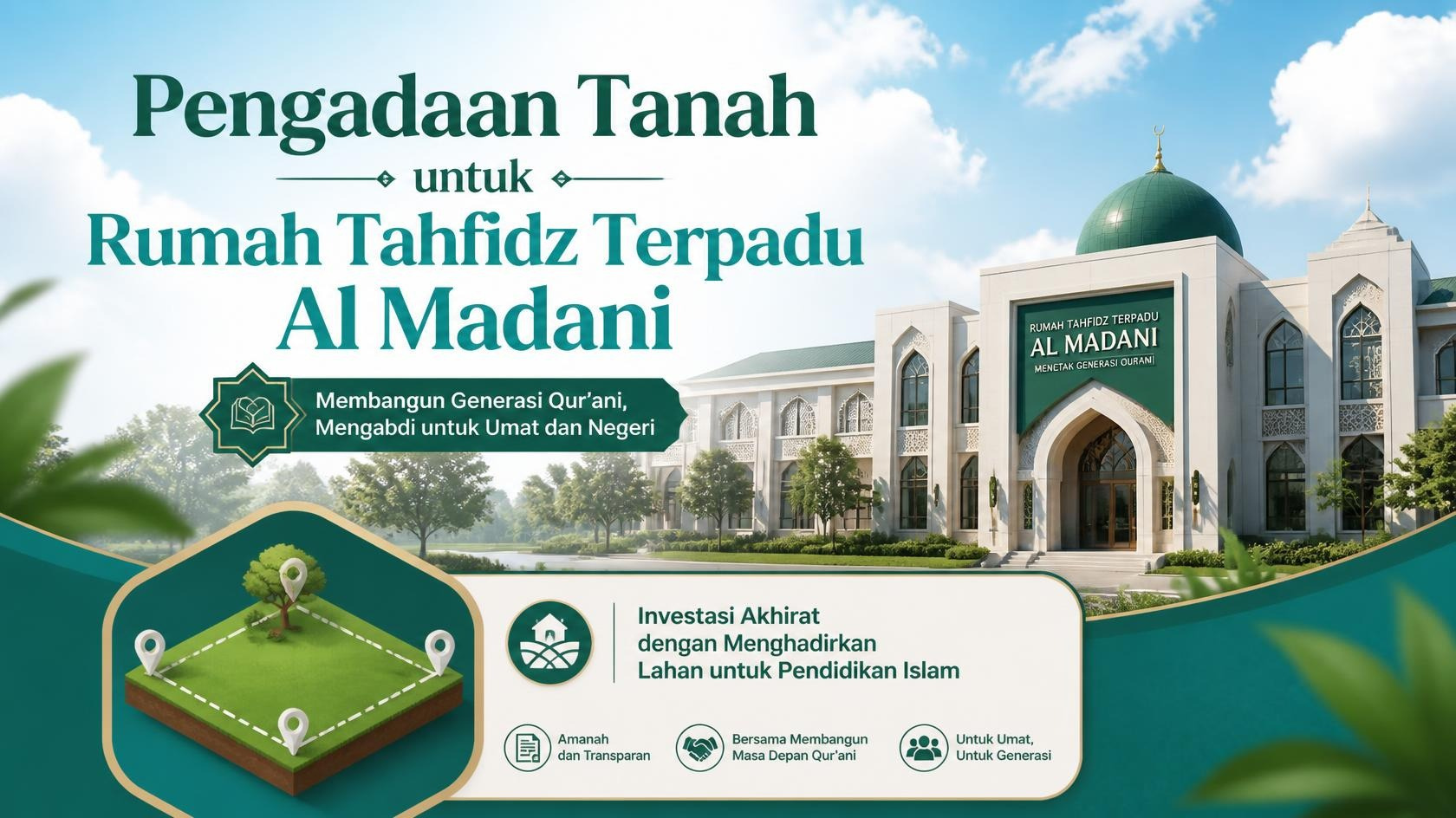Pembebasan tanah rumah tahfidz terpadu Al madani